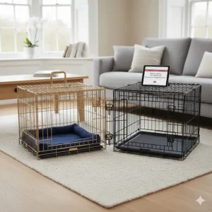 Both Ellie-Bo and MidWest crates folded flat with carrying handles for easy transport and storage.