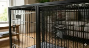 Technical diagram showing multi-directional airflow paths through a bulldog crate to prevent overheating.
