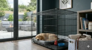 adjustable-dog-crate-spacious-patio-view