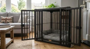 The multi-door access design of a secure escape-proof dog crate.