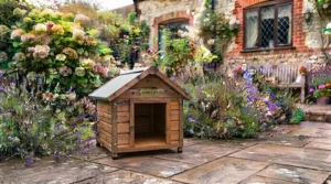 A long-lasting, treated wooden dog kennel suitable for British weather, found for under £150.