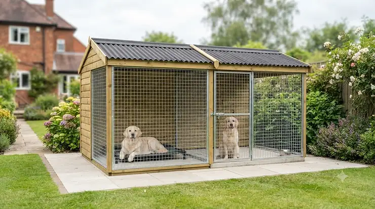 Sturdy wooden dog housing and outdoor runs suitable as budget breeding kennels under £500 for UK breeders. breeding kennels under £500