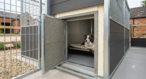 Summary chart of cost-effective building materials used to complete a professional commercial kennel setup under £800.