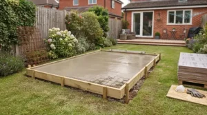 A clean concrete dog run base being jet-washed to maintain good hygiene and remove dirt.