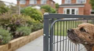 Safe rounded tube ends and anti-climb weld mesh on a secure modular dog run enclosure