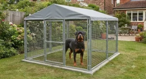 A large-sized modular dog run kit providing ample space for working or active dog breeds.